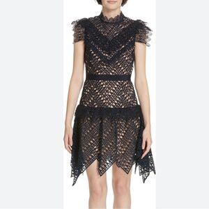 Self-Portrait Navy Lace Mini Dress